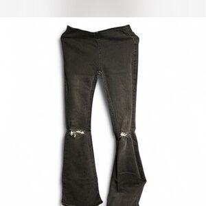 Black Distressed Flare Jeans